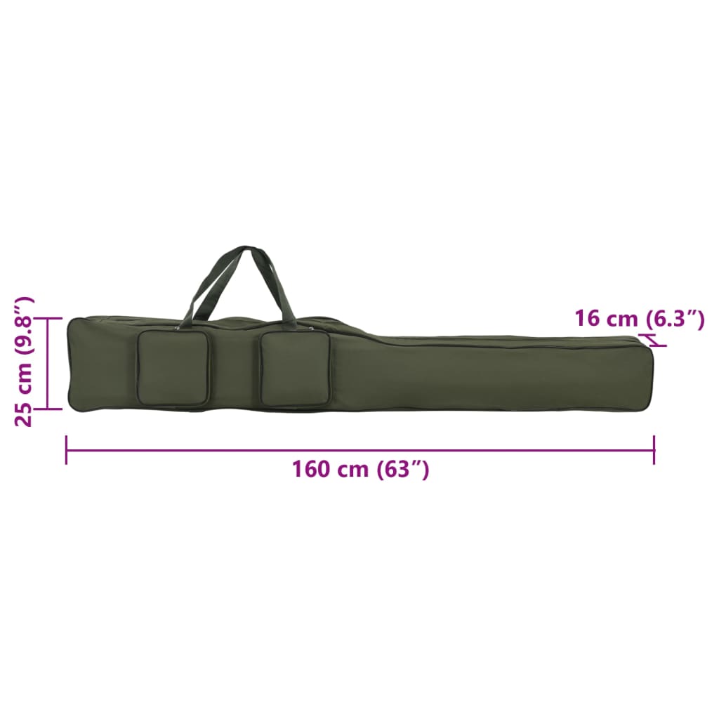 vidaXL Sac de canne à pêche vert foncé 160 cm tissu oxford