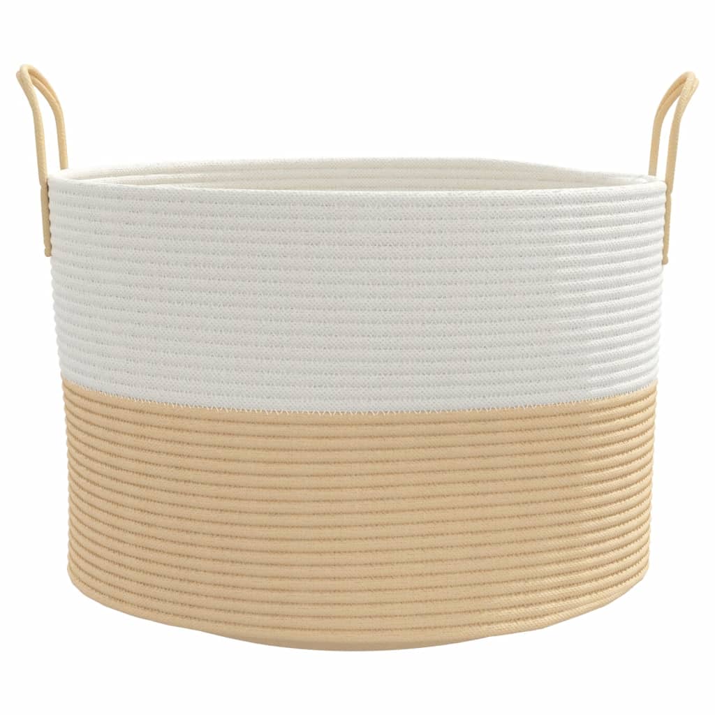 vidaXL Panier de rangement beige et blanc Ø51x33 cm coton