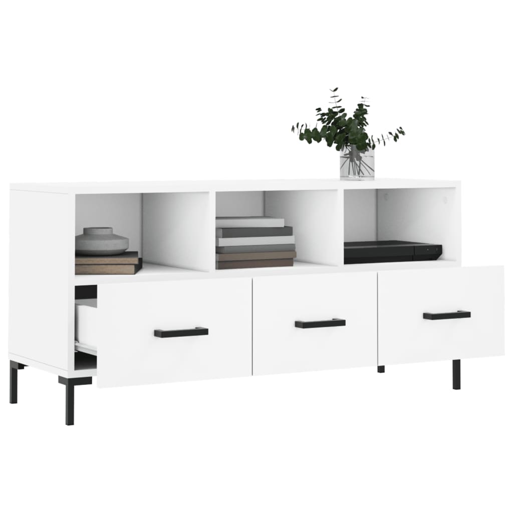 vidaXL Meuble TV blanc 102x36x50 cm bois d'ingénierie