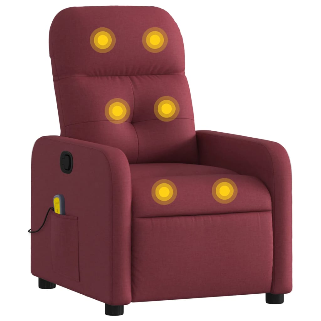 vidaXL Fauteuil de massage inclinable Rouge bordeaux Tissu