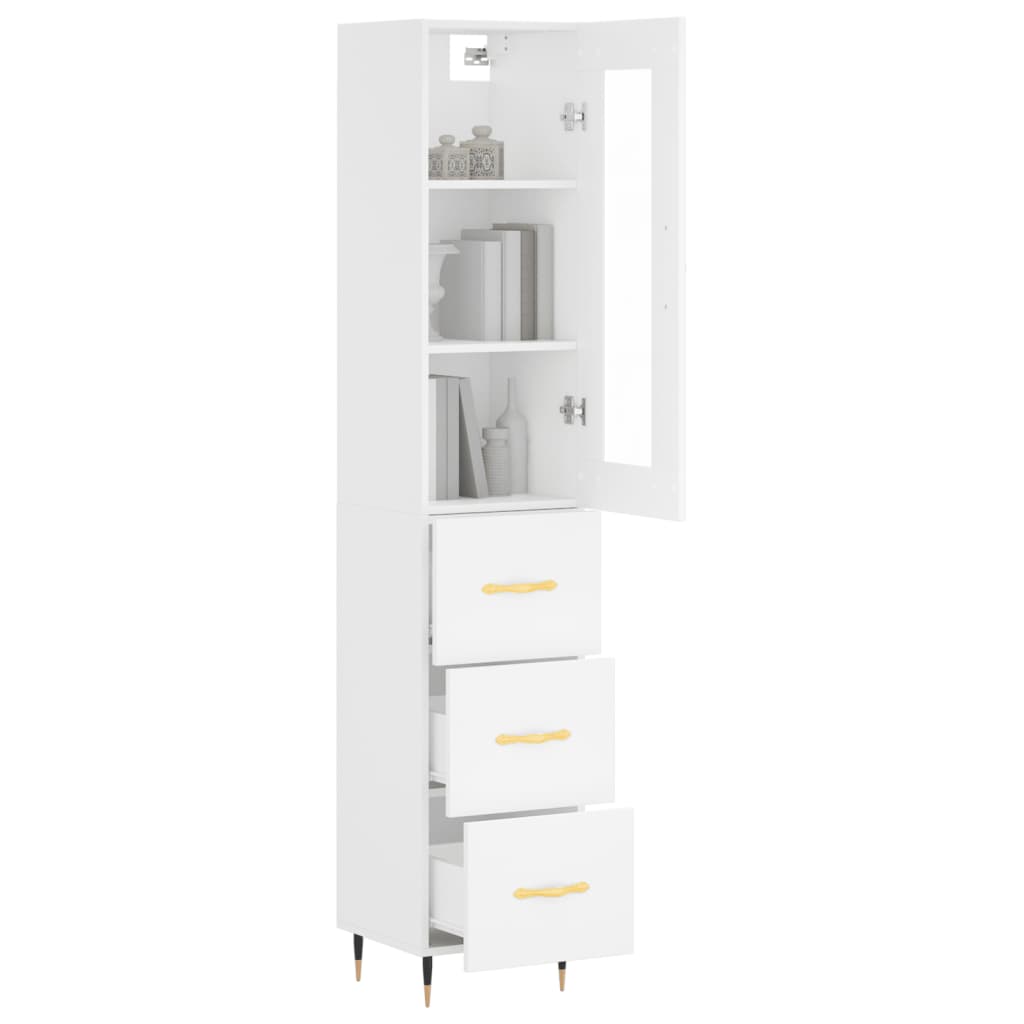 vidaXL Buffet haut Blanc 34,5x34x180 cm Bois d'ingénierie