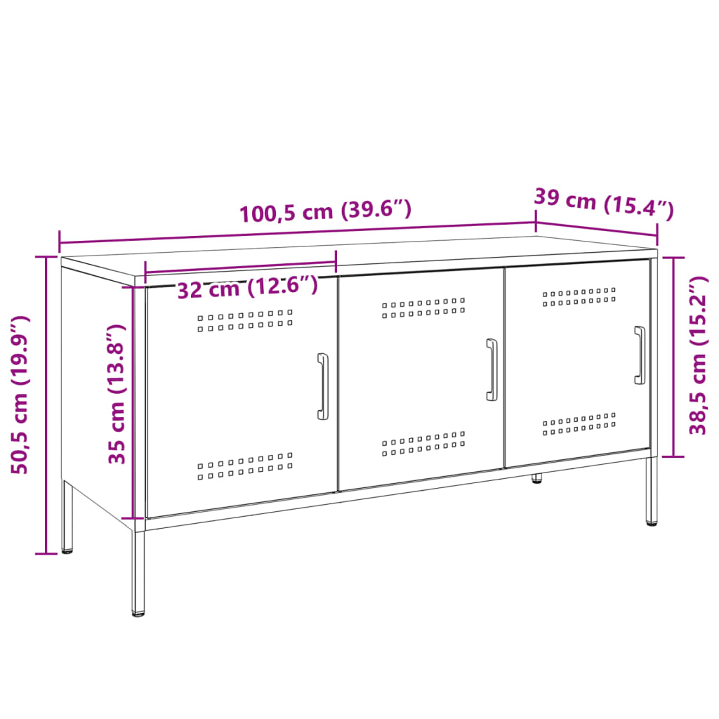 vidaXL Meuble TV jaune moutarde 100,5x39x50,5 cm acier