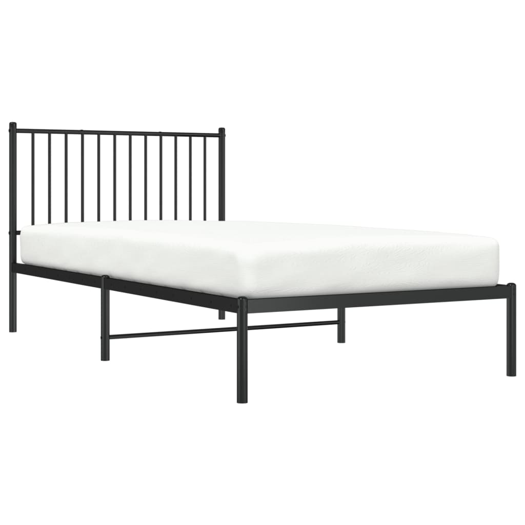 vidaXL Cadre de lit métal sans matelas avec tête de lit noir 100x200cm