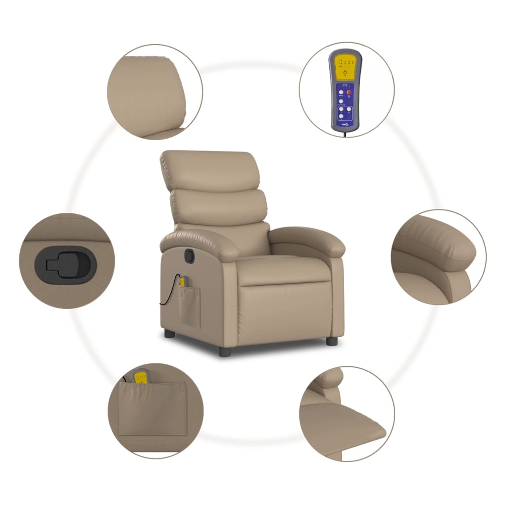 vidaXL Fauteuil de massage inclinable Cappuccino Similicuir