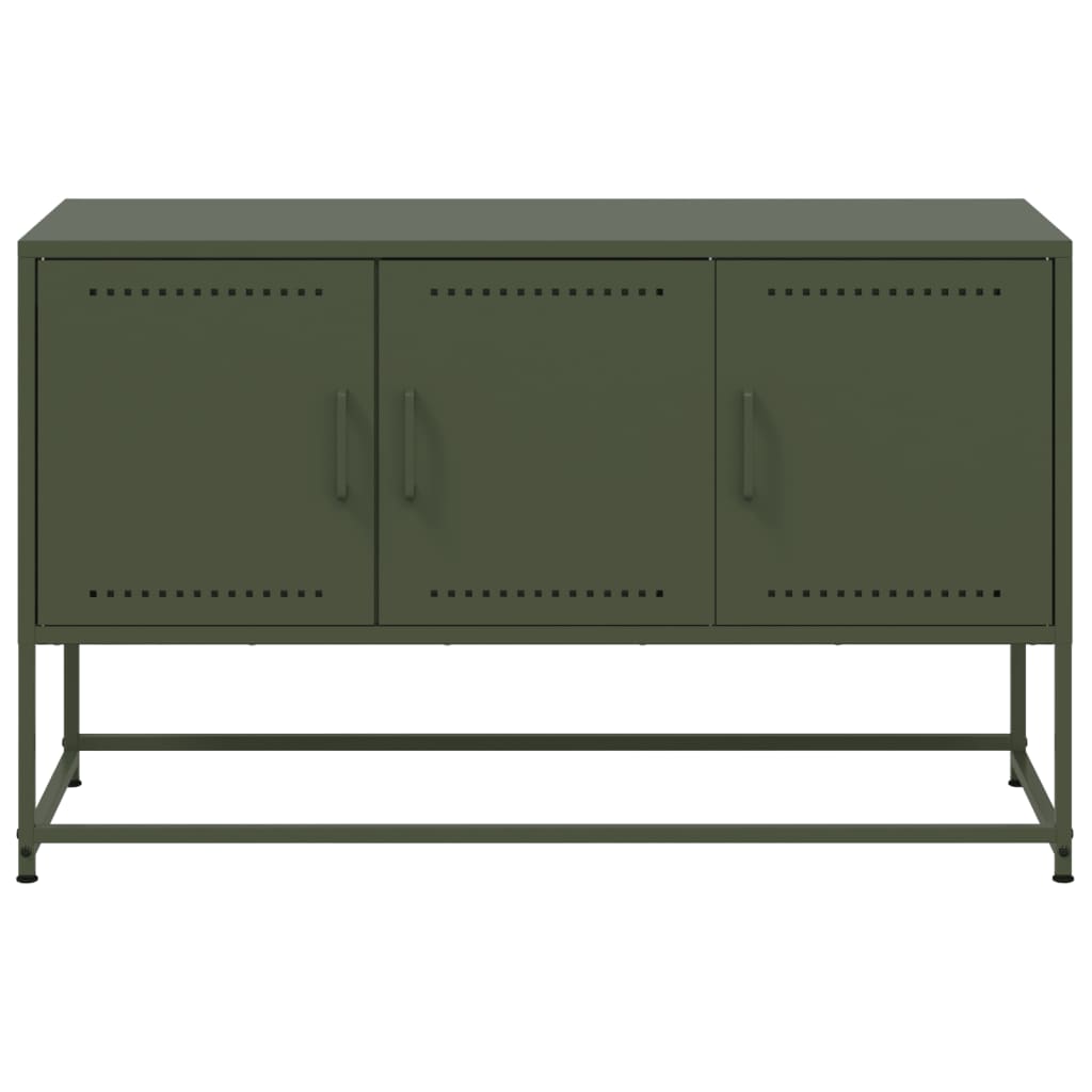 vidaXL Meuble TV vert olive 100,5x39x60,5 cm acier