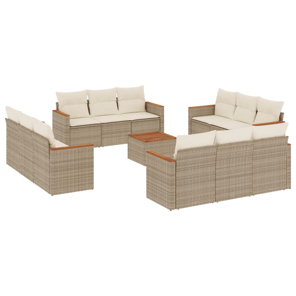 vidaXL Salon de jardin avec coussins 13 pcs beige résine tressée