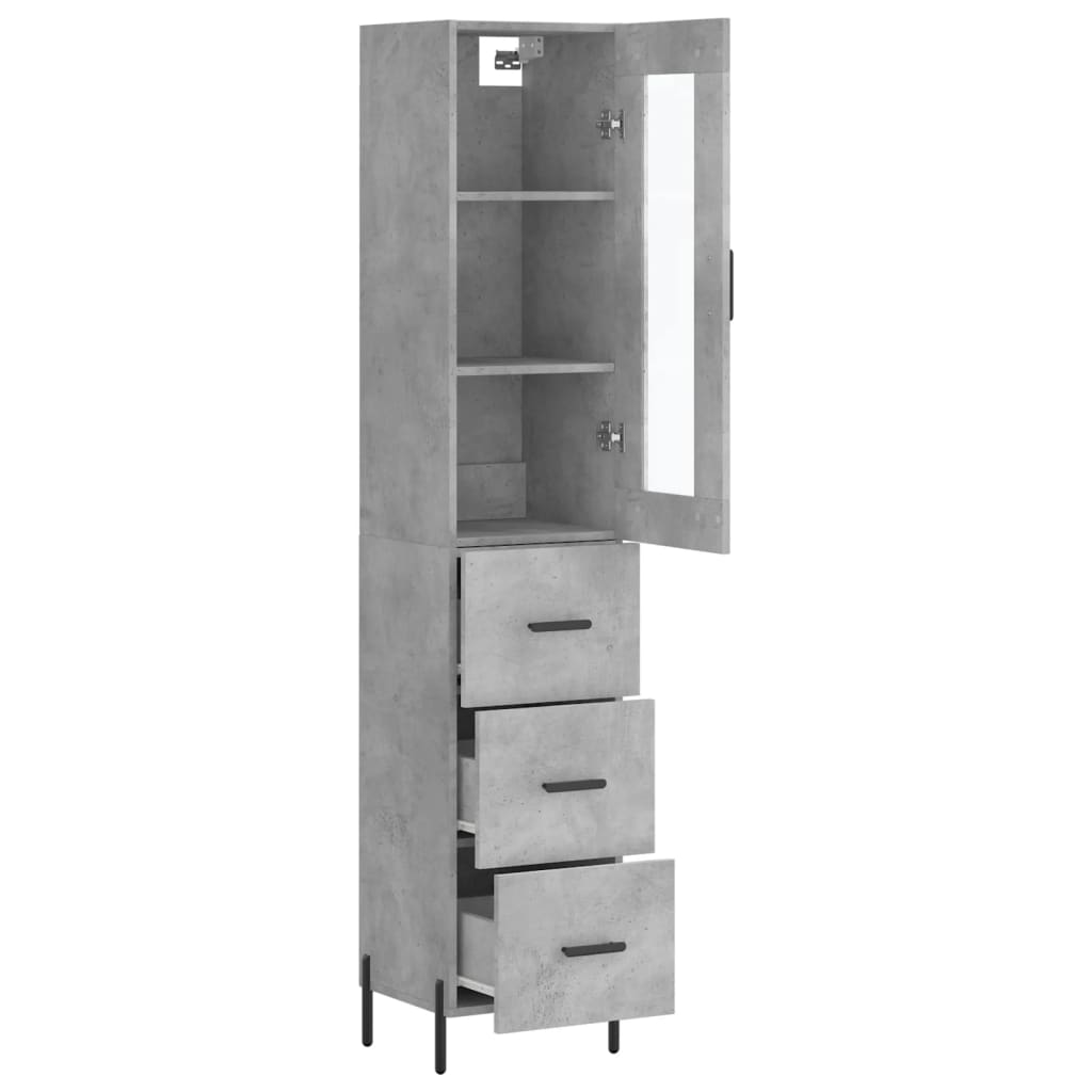 vidaXL Buffet haut Gris béton 34,5x34x180 cm Bois d'ingénierie