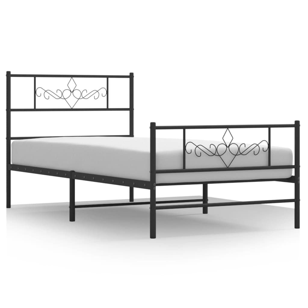 vidaXL Cadre de lit métal sans matelas et pied de lit noir 100x200 cm