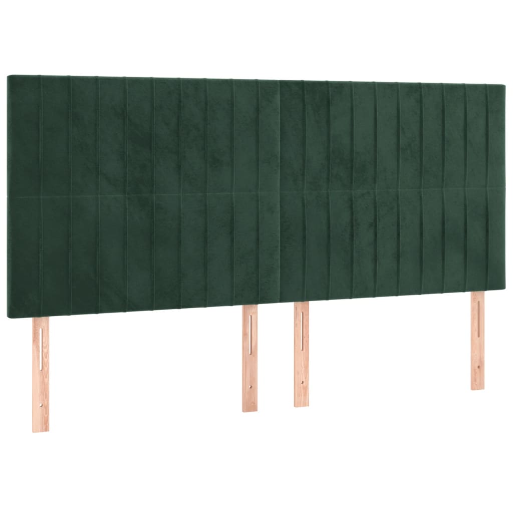 vidaXL Tête de lit à LED Vert foncé 180x5x118/128 cm Velours