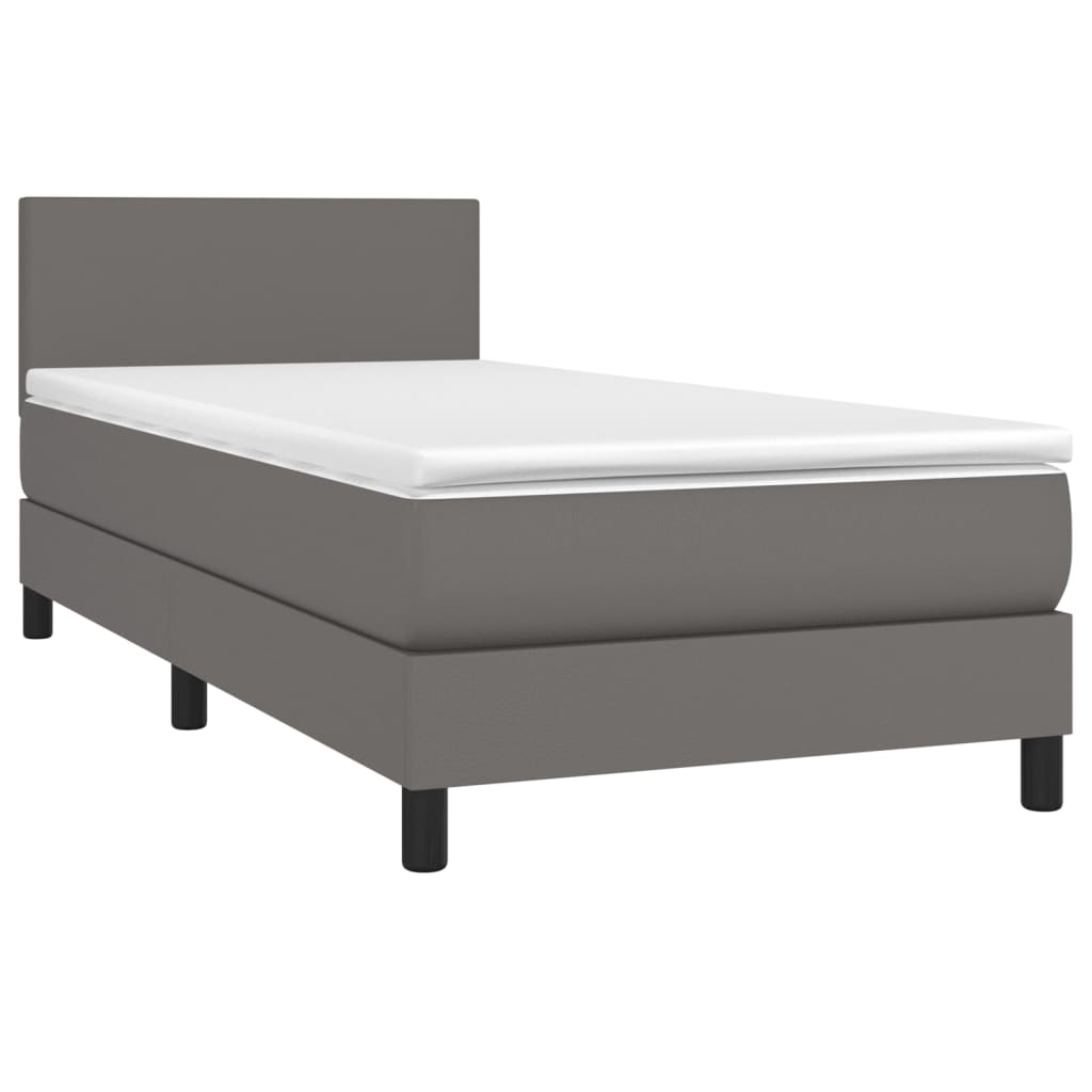 vidaXL Sommier à lattes de lit avec matelas Gris 90x200 cm Similicuir