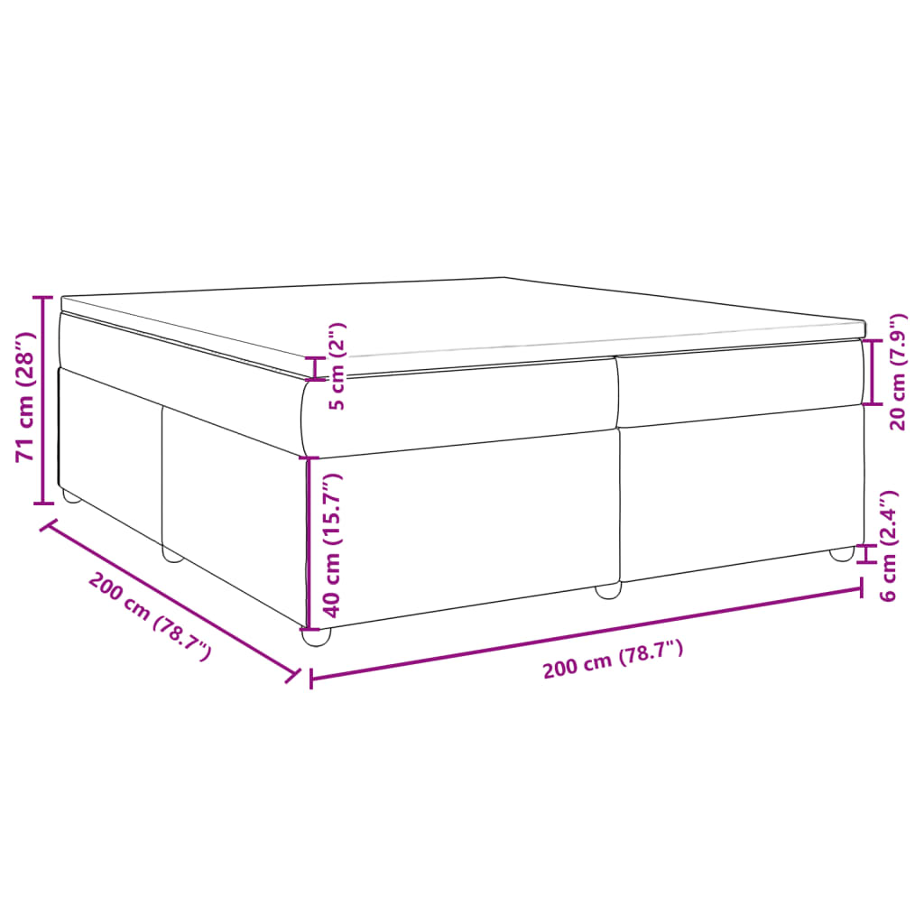 vidaXL Sommier à lattes de lit avec matelas Gris foncé 200x200cm Tissu