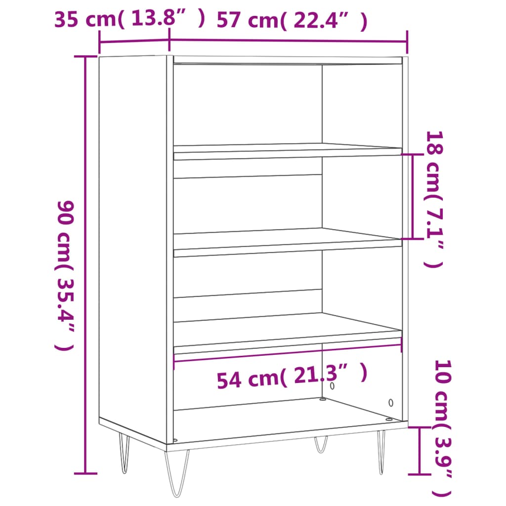 vidaXL Buffet haut sonoma gris 57x35x90 cm bois d'ingénierie