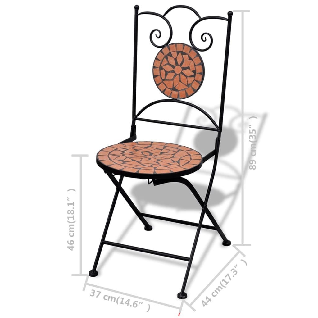 vidaXL Chaises pliables de bistro lot de 2 Céramique Terre cuite