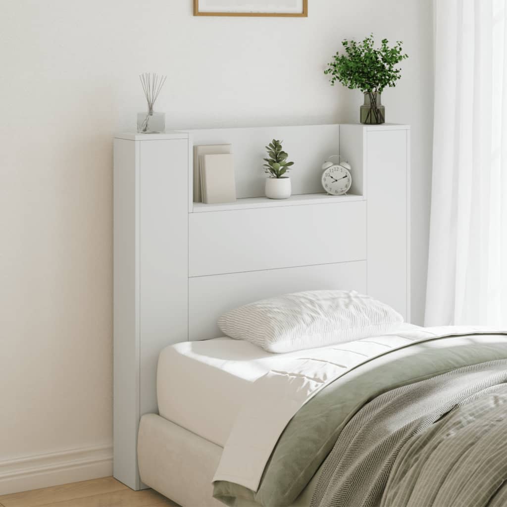 vidaXL Armoire tête de lit avec LED blanc 100x16,5x103,5 cm