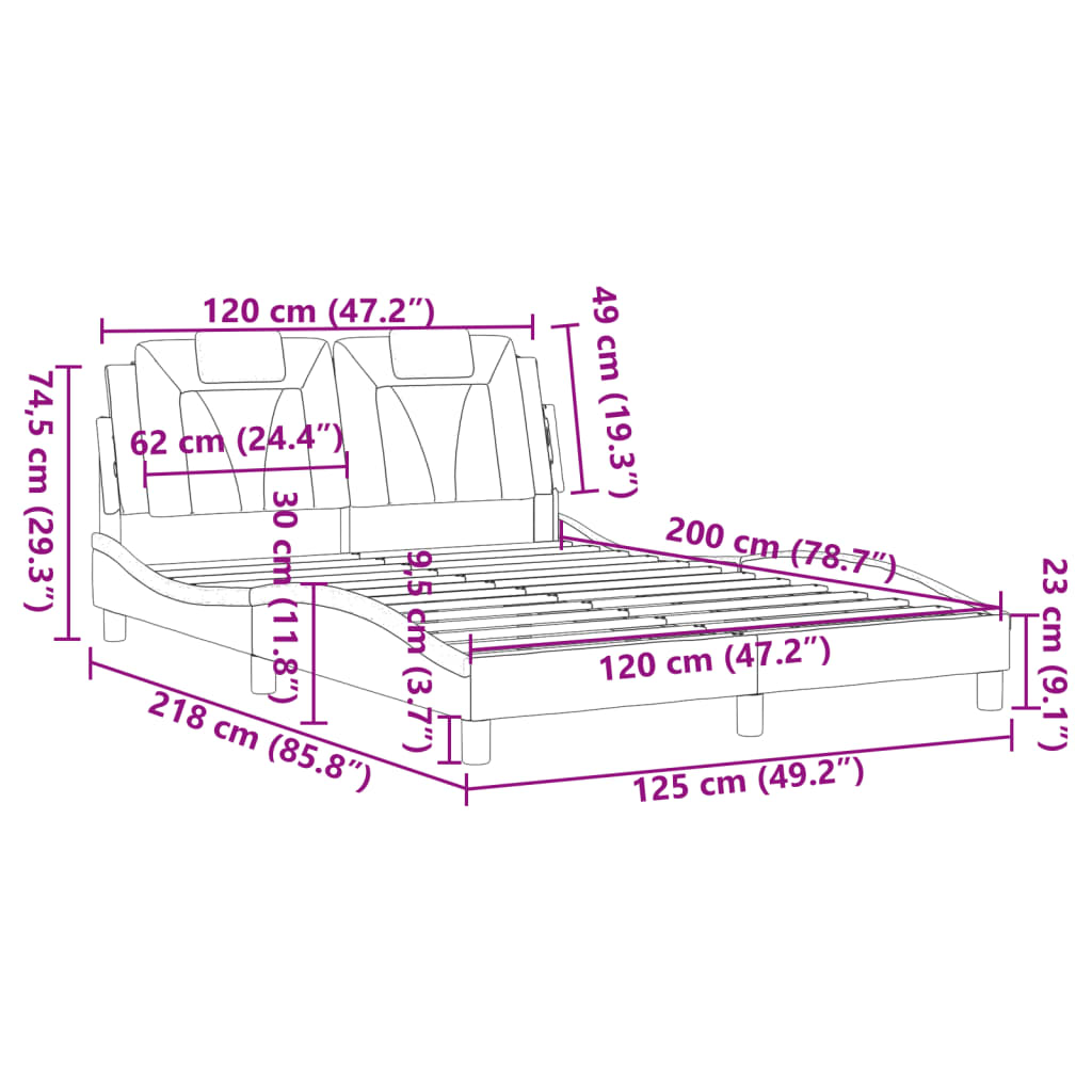 vidaXL Cadre de lit sans matelas marron 120x200 cm similicuir