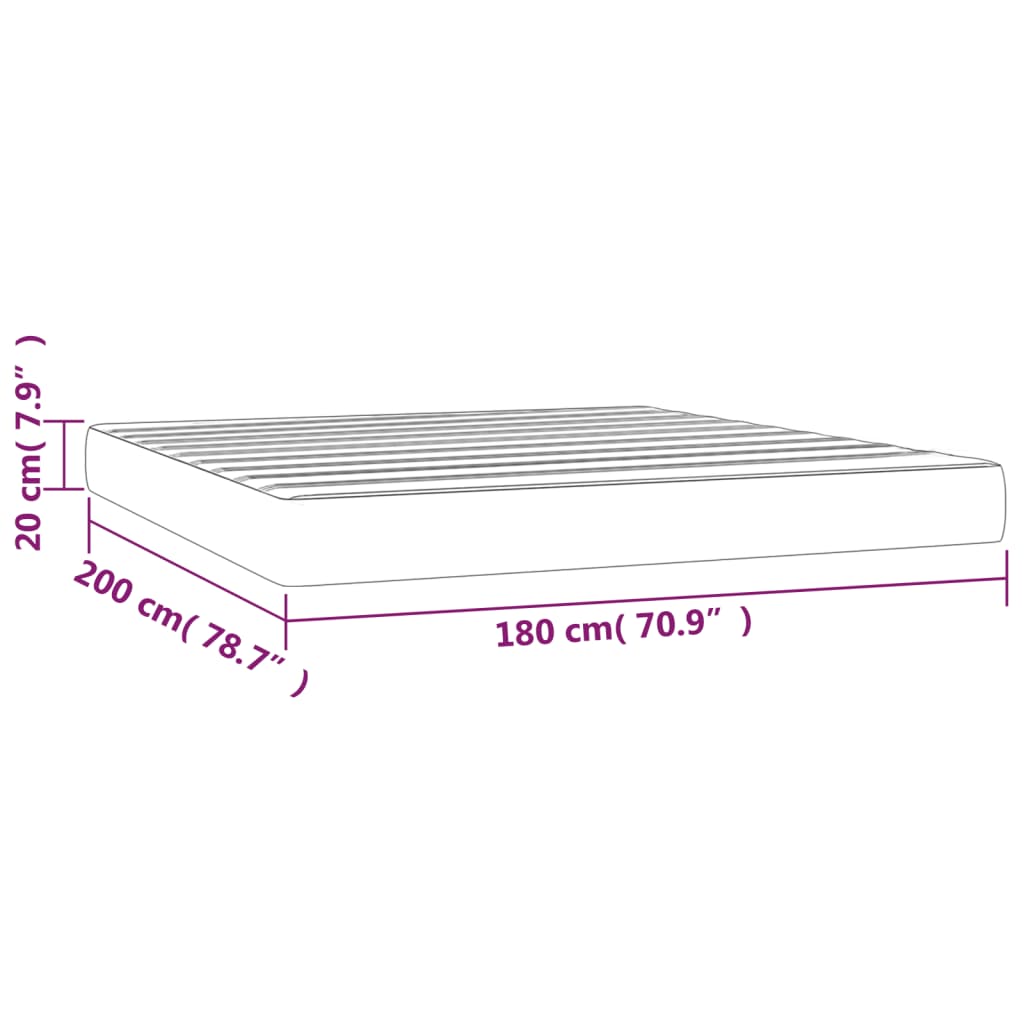 vidaXL Matelas de lit à ressorts ensachés Crème 180x200x20 cm Tissu