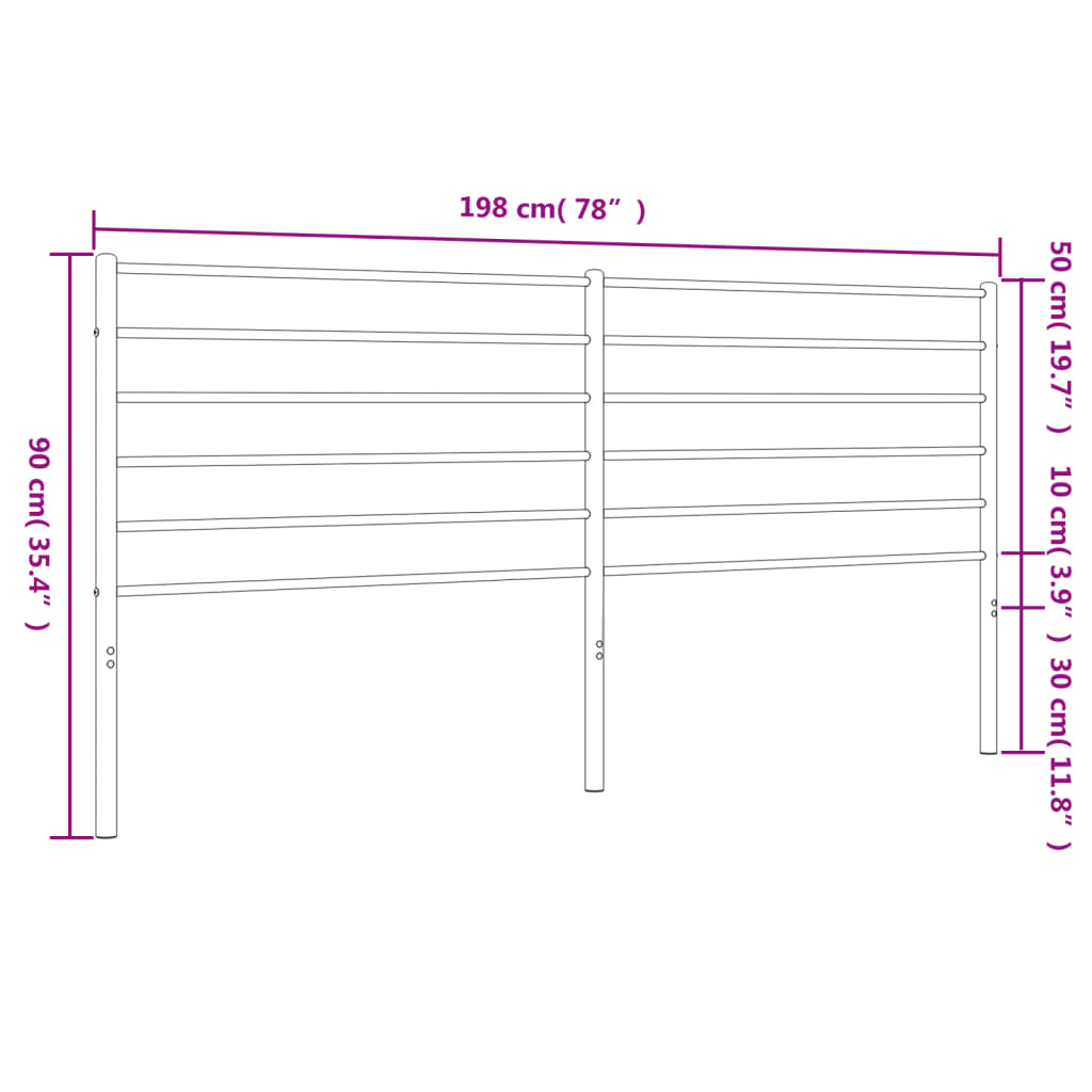 vidaXL Tête de lit métal blanc 193 cm