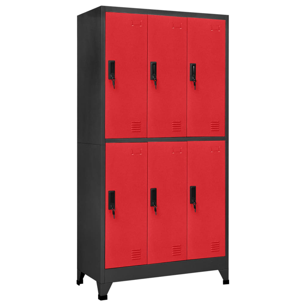 vidaXL Armoire à casiers Anthracite et rouge 90x45x180 cm Acier