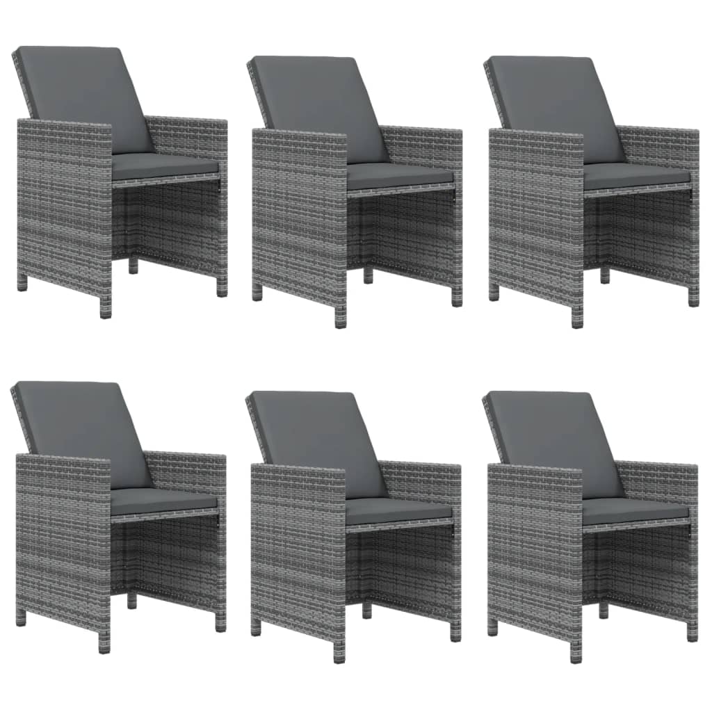 vidaXL Mobilier à dîner de jardin et coussins 7pcs Résine tressée Gris