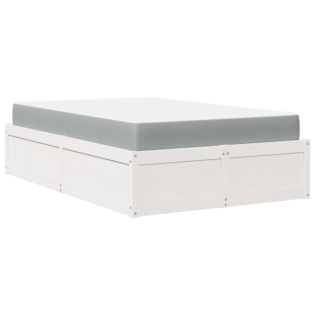 vidaXL Lit avec matelas blanc 120x200 cm bois massif de pin