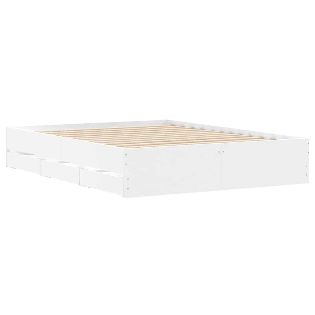 vidaXL Cadre de lit avec tiroirs sans matelas blanc 140x190 cm