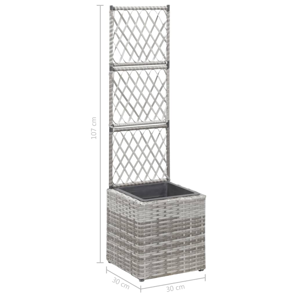 vidaXL Lit surélevé en treillis 1 pot 30x30x107 cm Résine tressée Gris