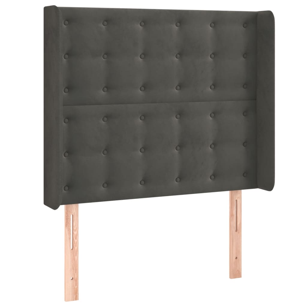 vidaXL Tête de lit à LED Gris foncé 83x16x118/128 cm Velours