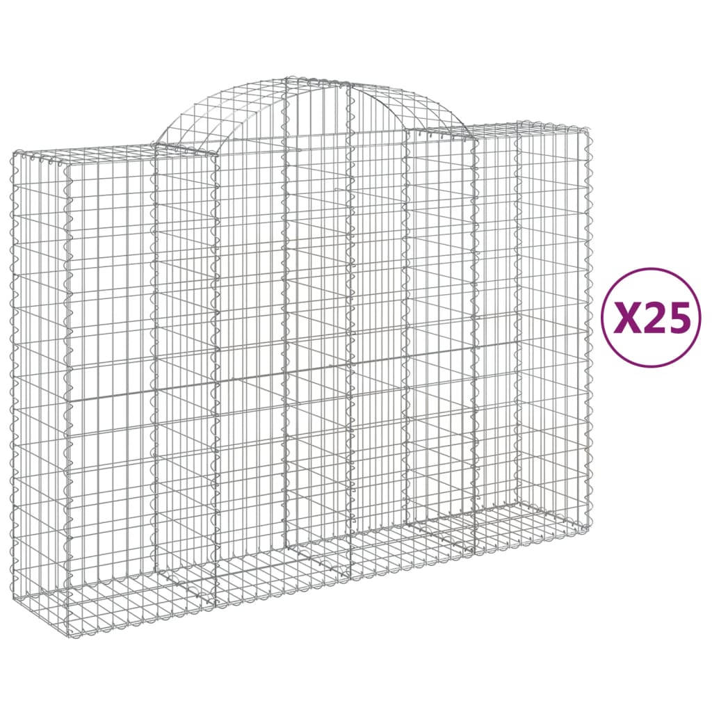 vidaXL Paniers à gabions arqués 25 pcs 200x50x140/160 cm Fer galvanisé