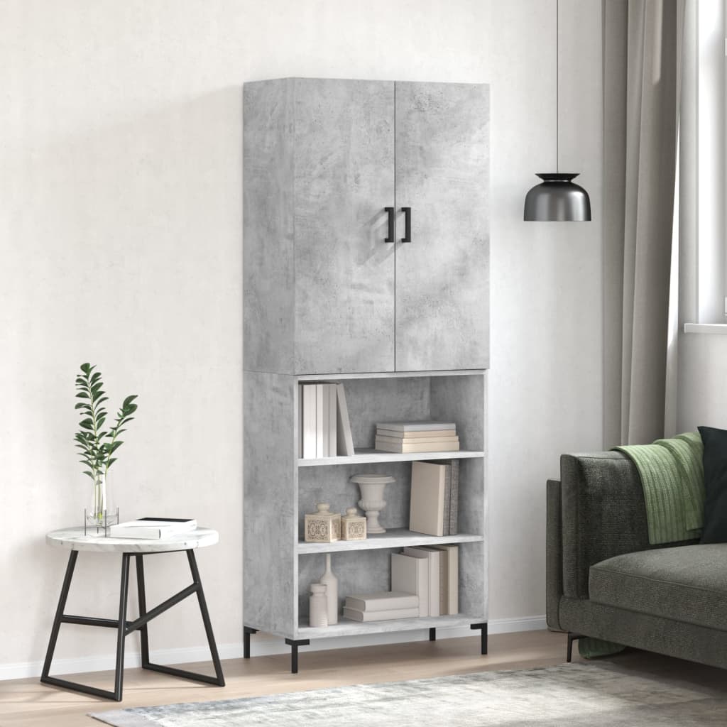 vidaXL Buffet haut Gris béton 69,5x34x180 cm Bois d'ingénierie