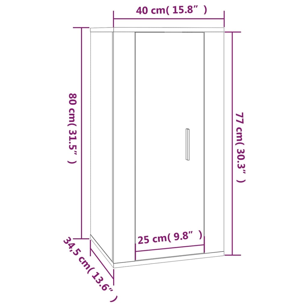 vidaXL Meuble TV mural Chêne fumé 40x34,5x80 cm