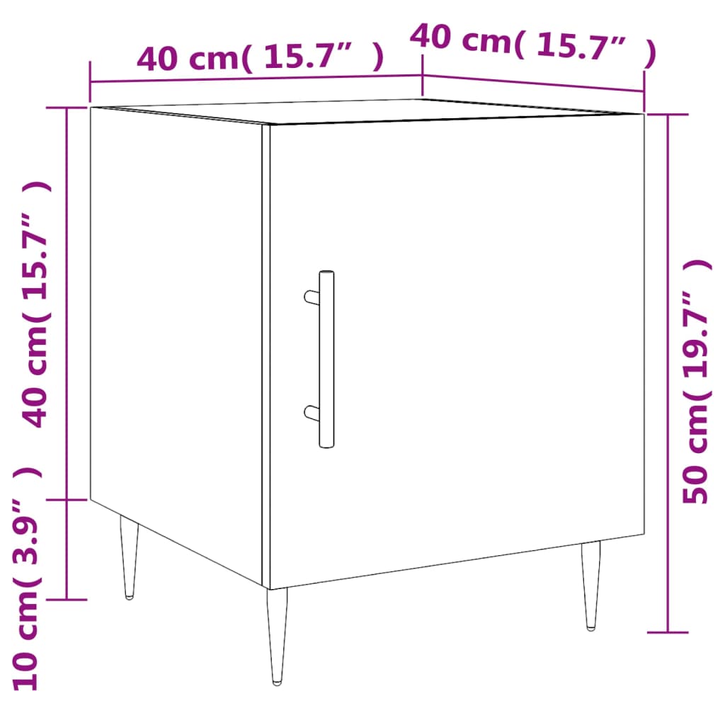 vidaXL Table de chevet chêne marron 40x40x50 cm bois d’ingénierie