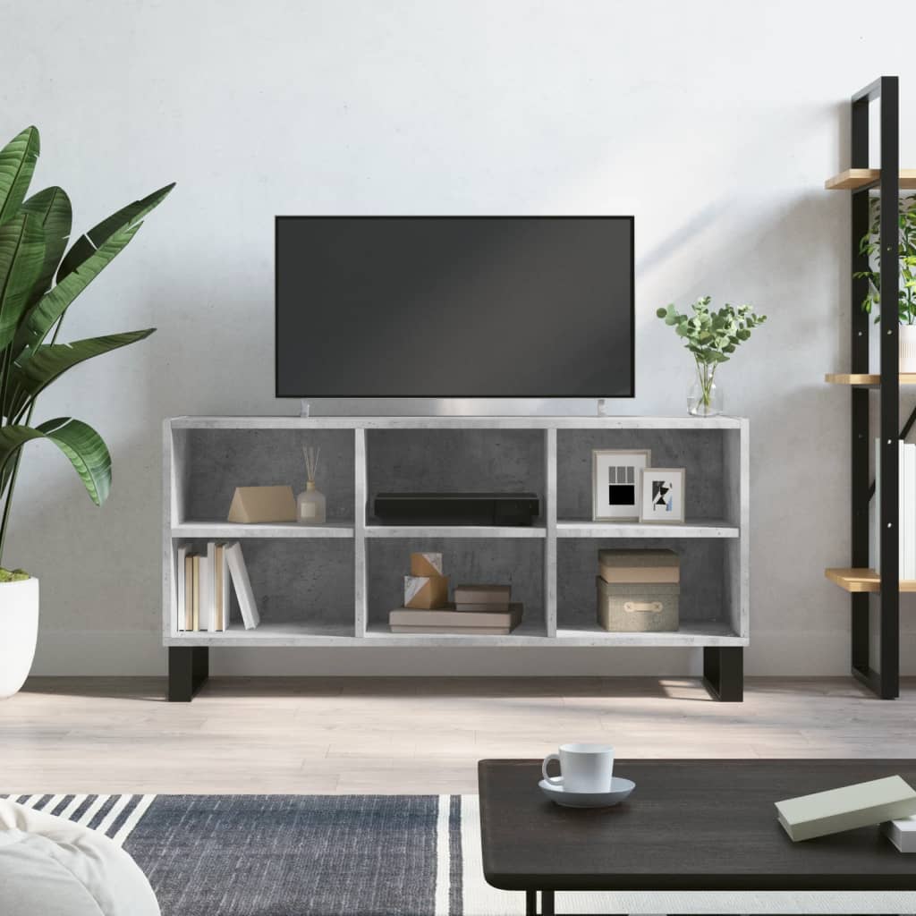 vidaXL Meuble TV gris béton 103,5x30x50 cm bois d'ingénierie