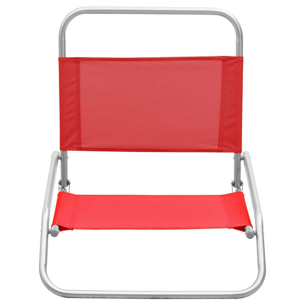 vidaXL Chaises de plage pliables 2 pcs Rouge Tissu