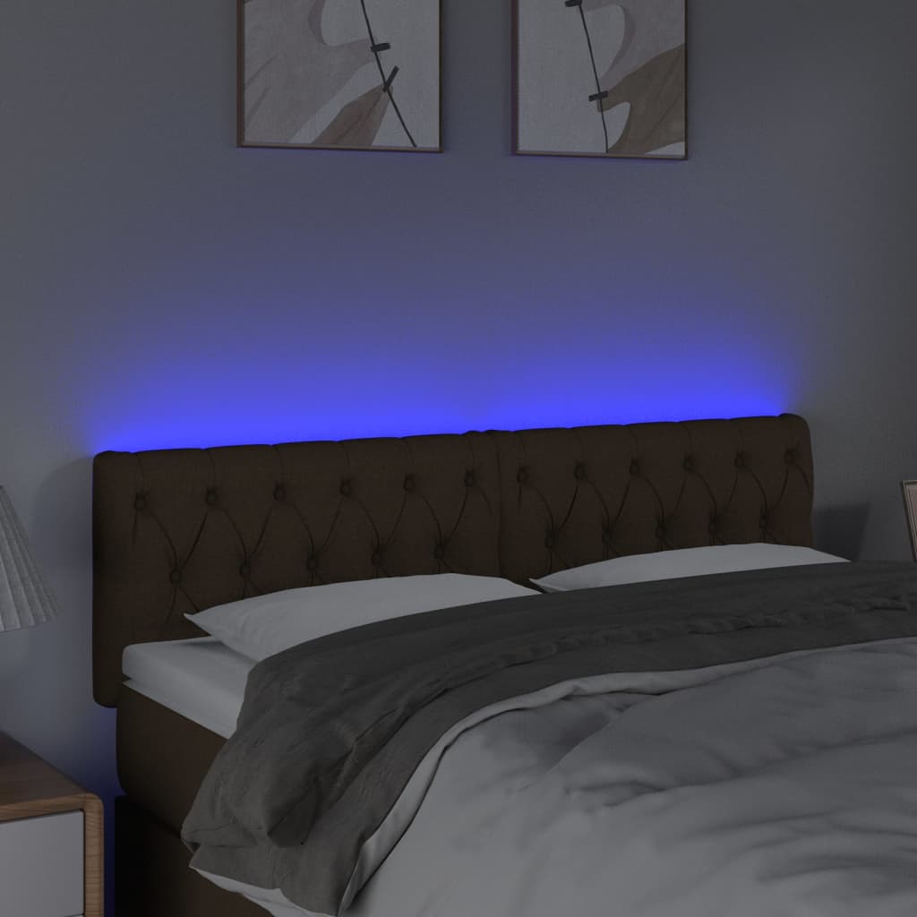 vidaXL Tête de lit à LED Marron foncé 160x7x78/88 cm Tissu