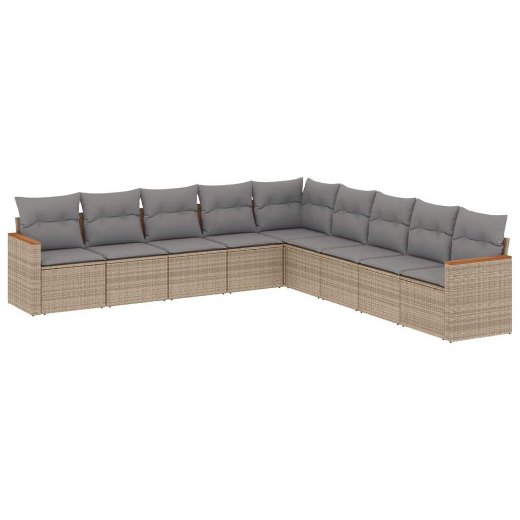 vidaXL Salon de jardin avec coussins 9 pcs beige résine tressée