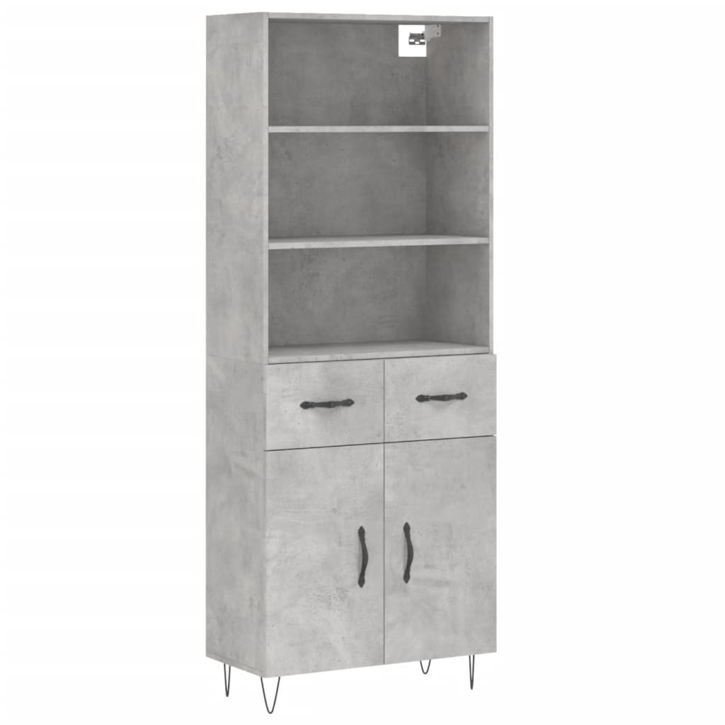 vidaXL Buffet haut Gris béton 69,5x34x180 cm Bois d'ingénierie