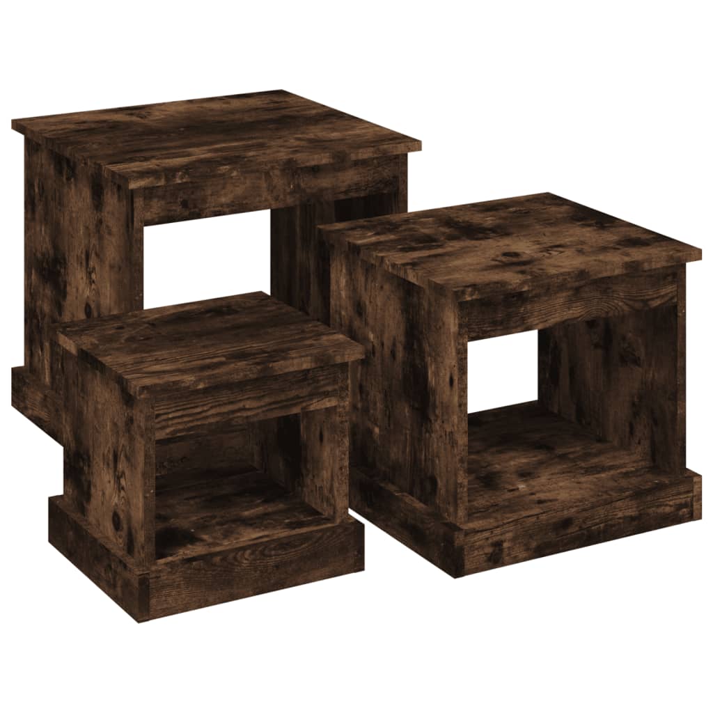 vidaXL Tables basses 3 pcs chêne fumé bois d'ingénierie