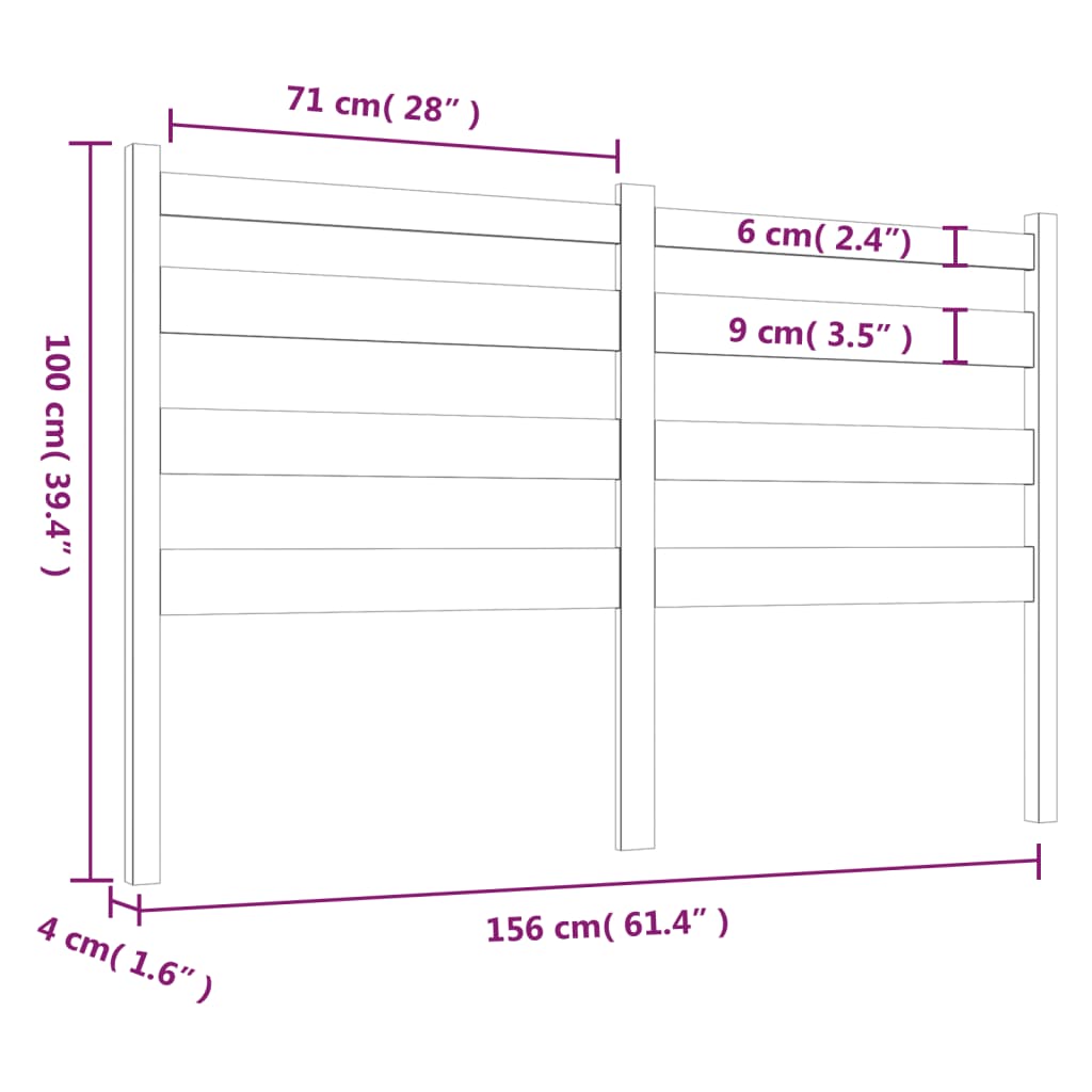 vidaXL Tête de lit Gris 156x4x100 cm Bois massif de pin