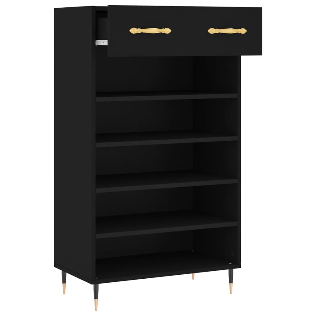 vidaXL Armoire à chaussures noir 60x35x105 cm bois d'ingénierie