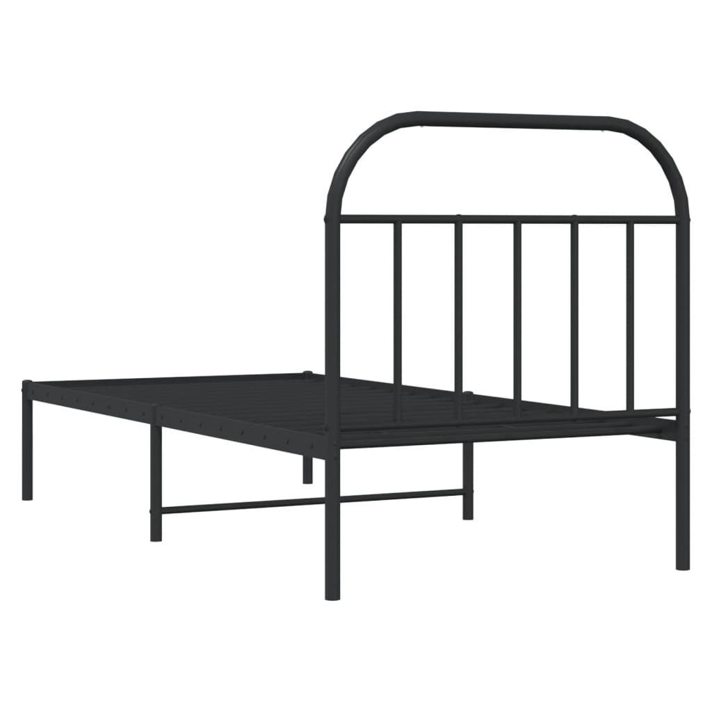 vidaXL Cadre de lit métal sans matelas avec tête de lit noir 90x190 cm