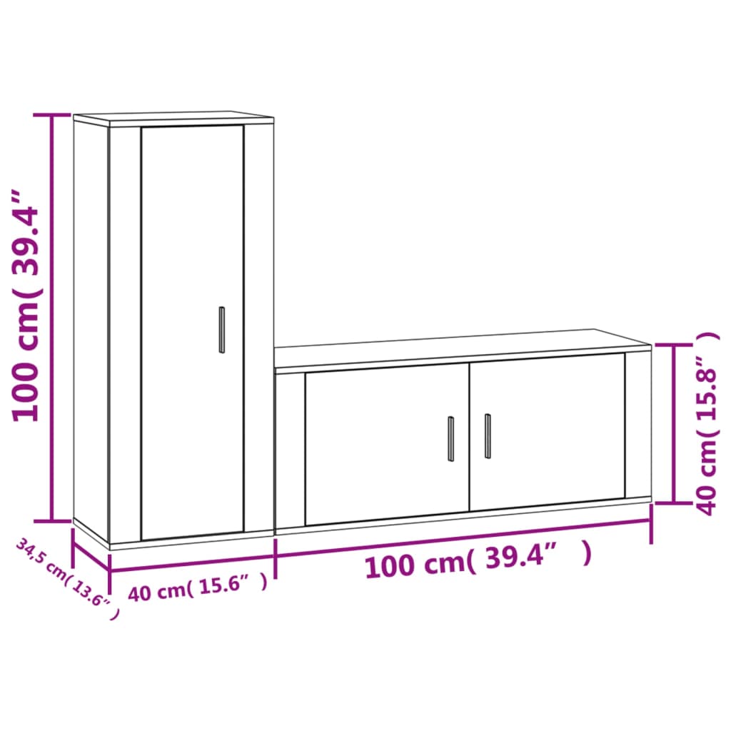 vidaXL Ensemble de meubles TV 2 pcs Sonoma gris Bois d'ingénierie