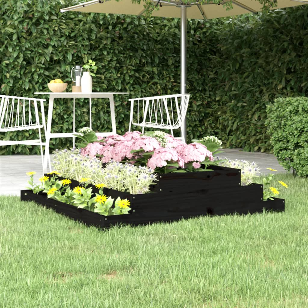 vidaXL Jardinière Noir 110x110x27 cm Bois massif de pin