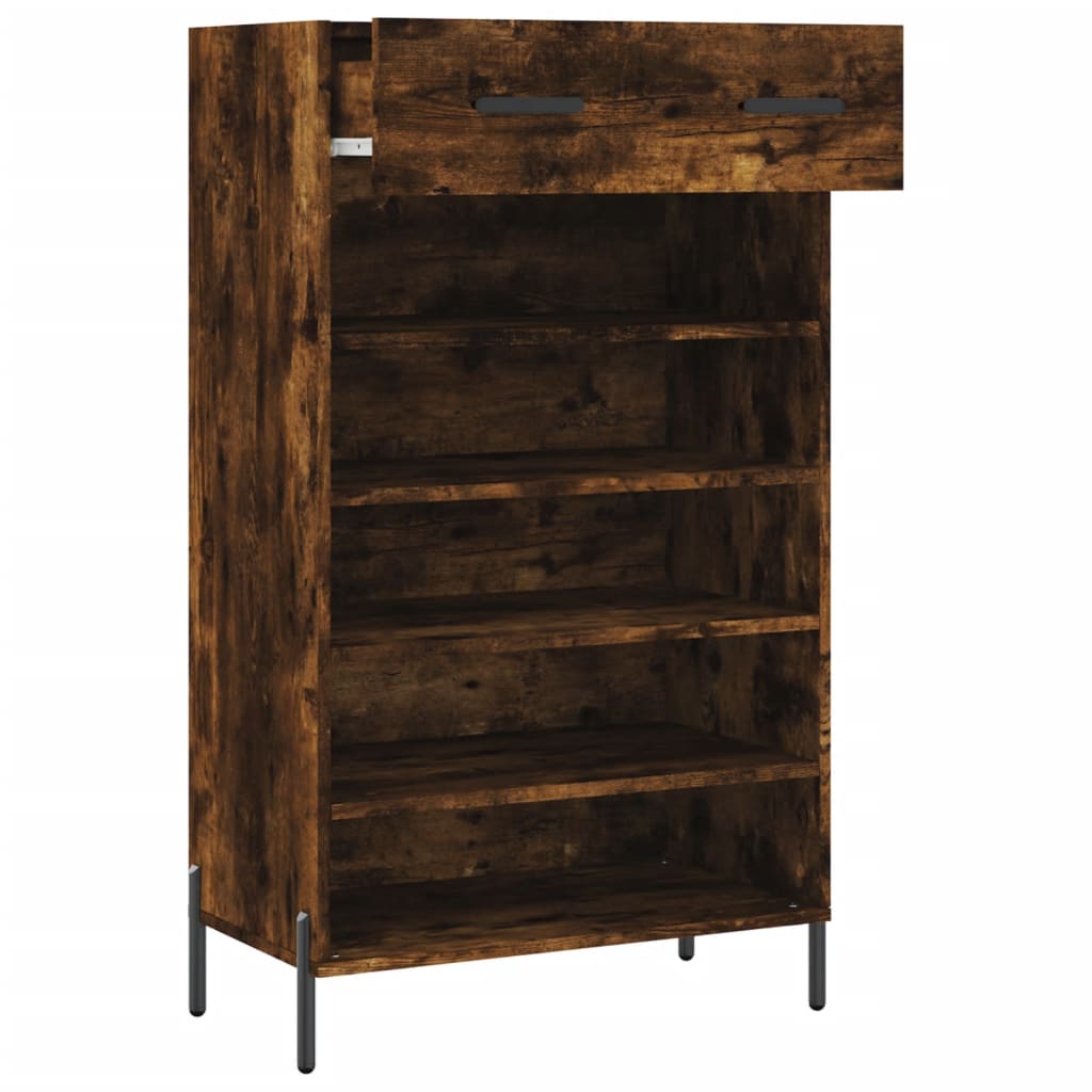 vidaXL Armoire à chaussures chêne fumé 60x35x105 cm bois d'ingénierie