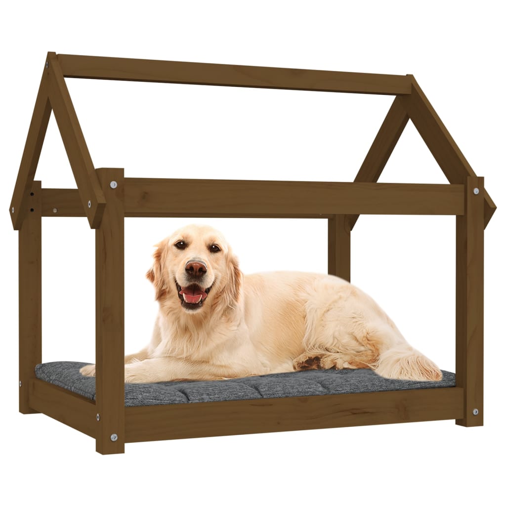 vidaXL Lit pour chien Marron miel 81x60x70 cm Bois de pin solide