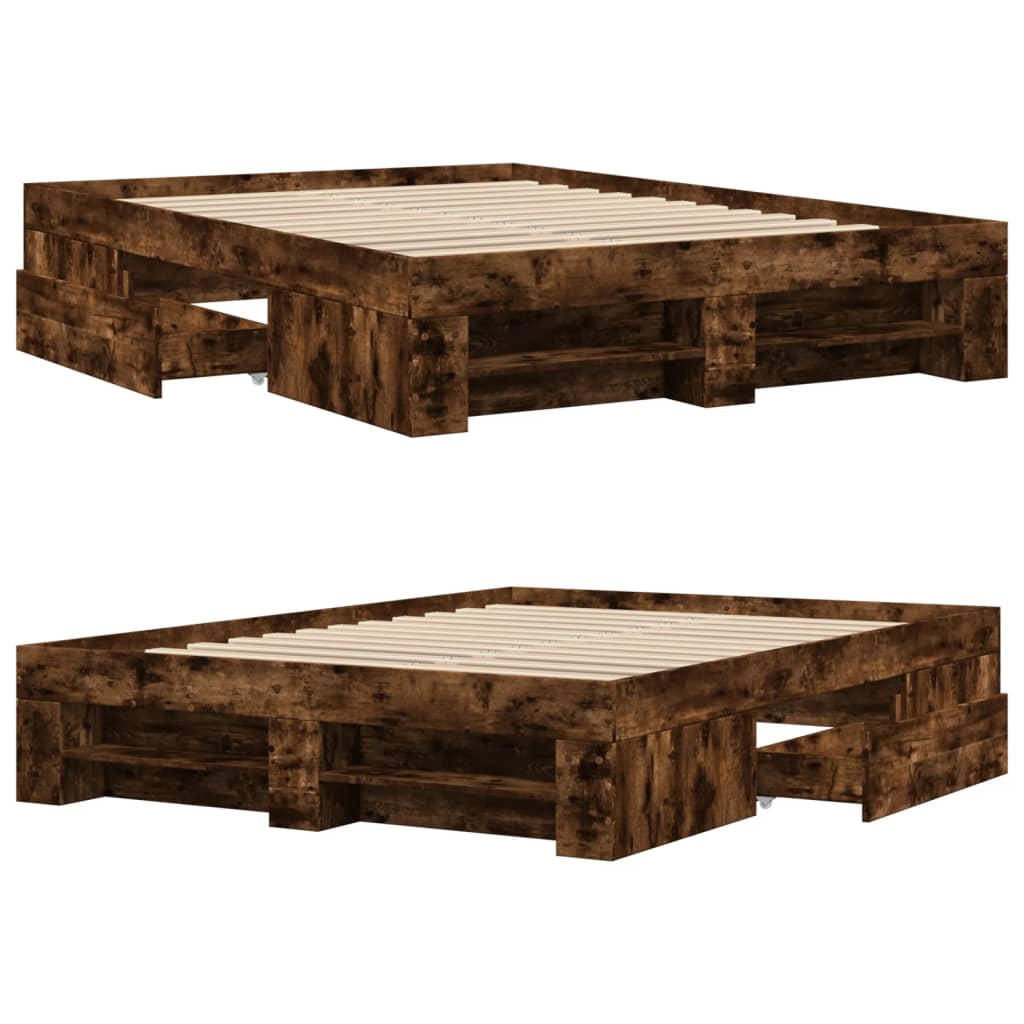 vidaXL Cadre de lit sans matelas chêne fumé 120x190 cm bois ingénierie