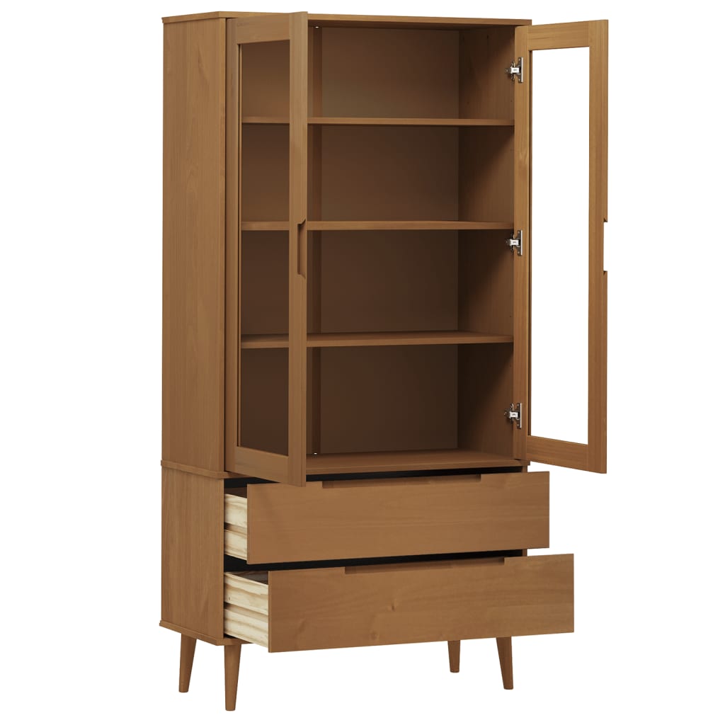 vidaXL Armoire à vitrine MOLDE Marron 90x35x175 cm Bois de pin massif