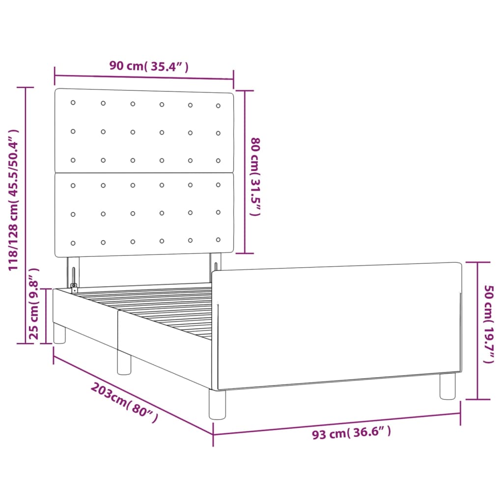 vidaXL Cadre de lit sans matelas blanc 90x200 cm similicuir