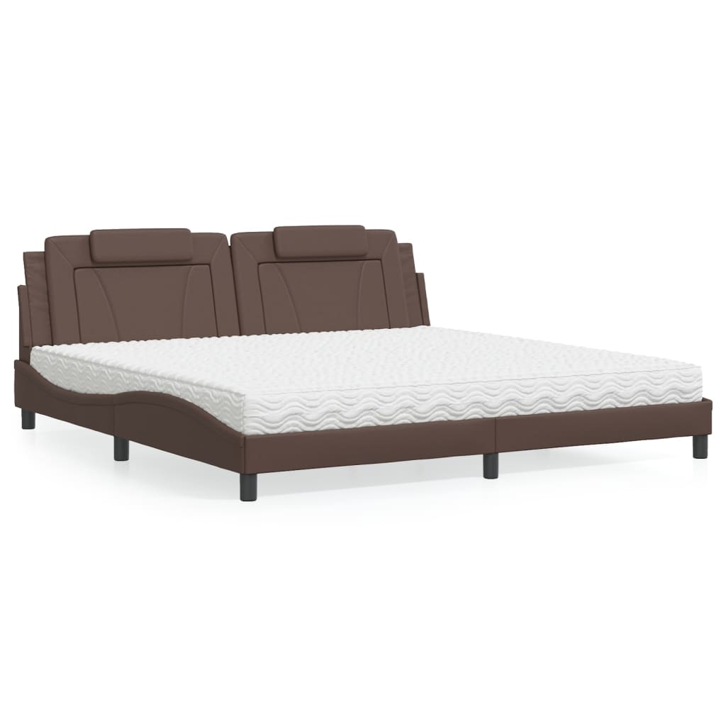 vidaXL Lit avec matelas marron 200x200 cm similicuir