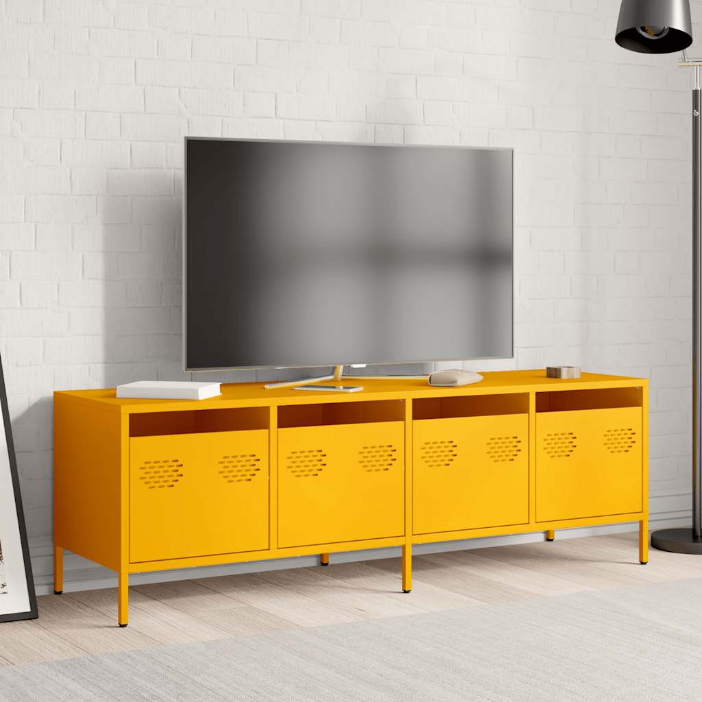 vidaXL Meuble TV jaune moutarde 135x39x43,5 cm acier laminé à froid