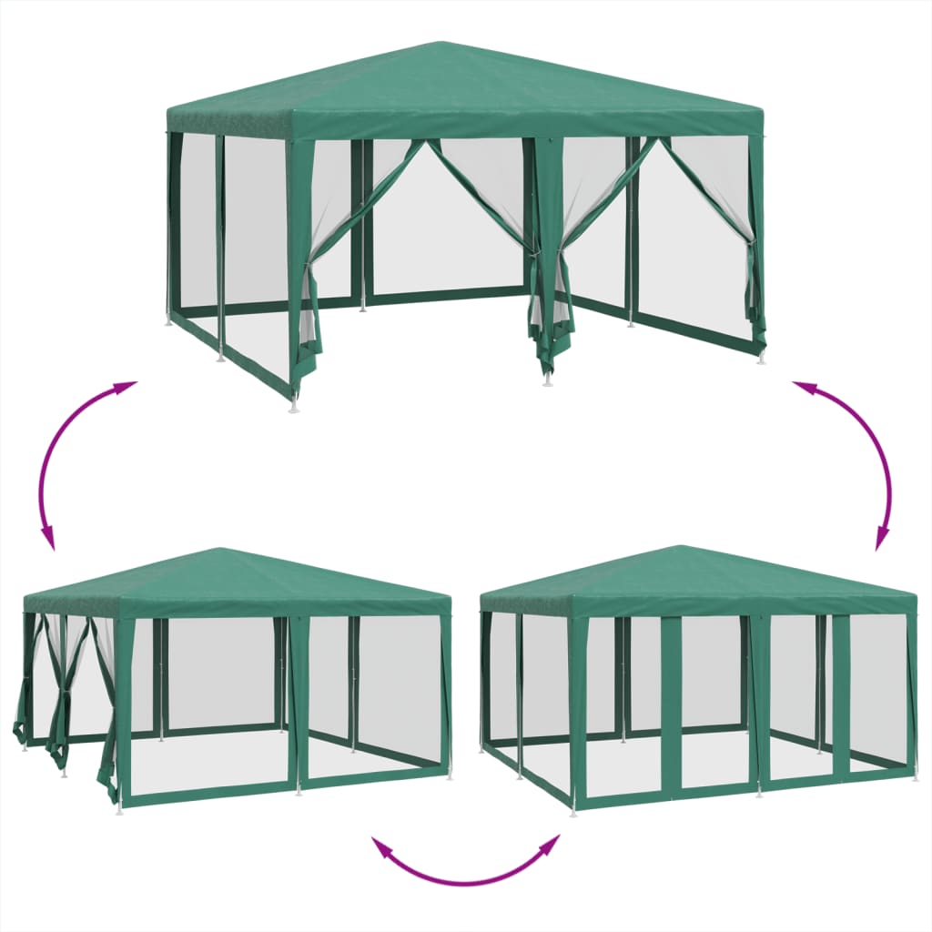 vidaXL Tente de fête avec 8 parois latérales en maille vert 4x4 m PEHD